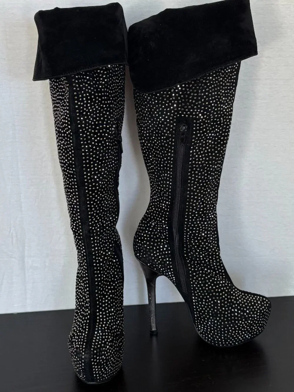 Bella Luna Size 8 Rhinestone Over-the-Knee Platform Stiletto Boots